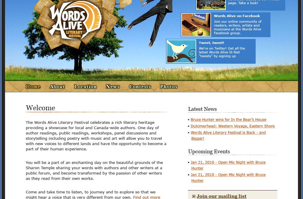 Words Alive Literary Festival Website