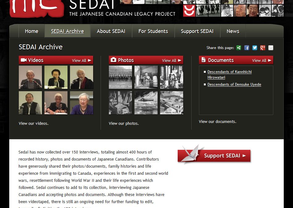 Sedai: The Japanese Canadian Legacy Project Historical Archive Website Design