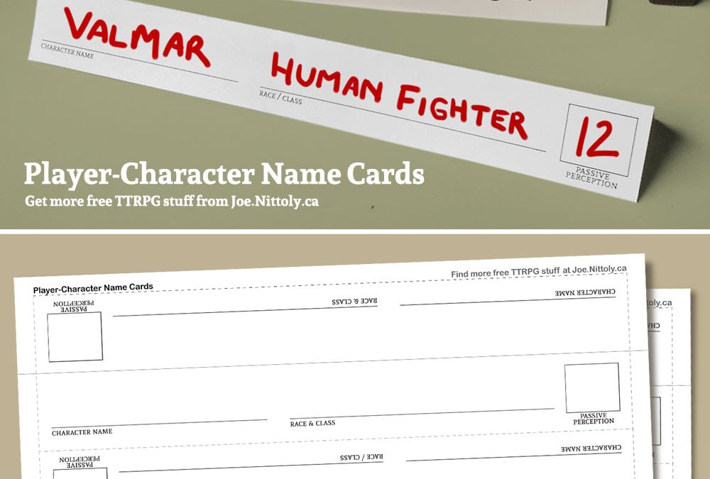 Player-Character Table Tent Name Cards
