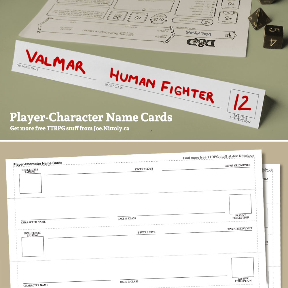 Player-Character Name Cards