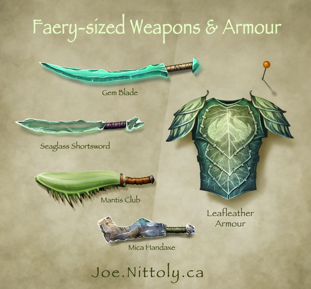 illustration of fantasy weapons and armour