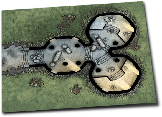Tri-Tower Ruins hexagon battle map