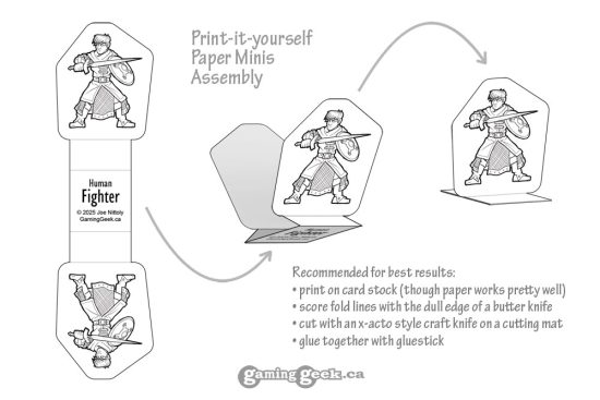 Gaming Geek paper minis assembly instructions