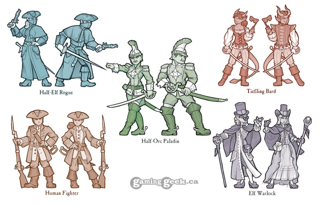 Collage of 18th-Century style fantasy miniatures