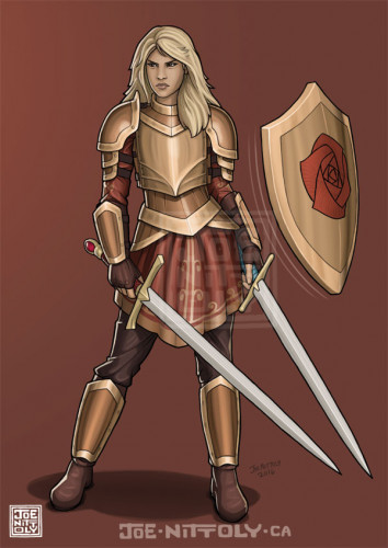 'Dual Wielding Female Paladin' by Joe Nittoly